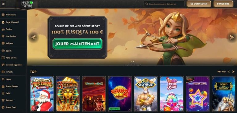 Herospin Casino page accueil