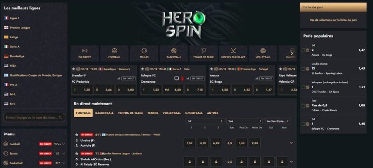 Herospin Casino paris sportifs